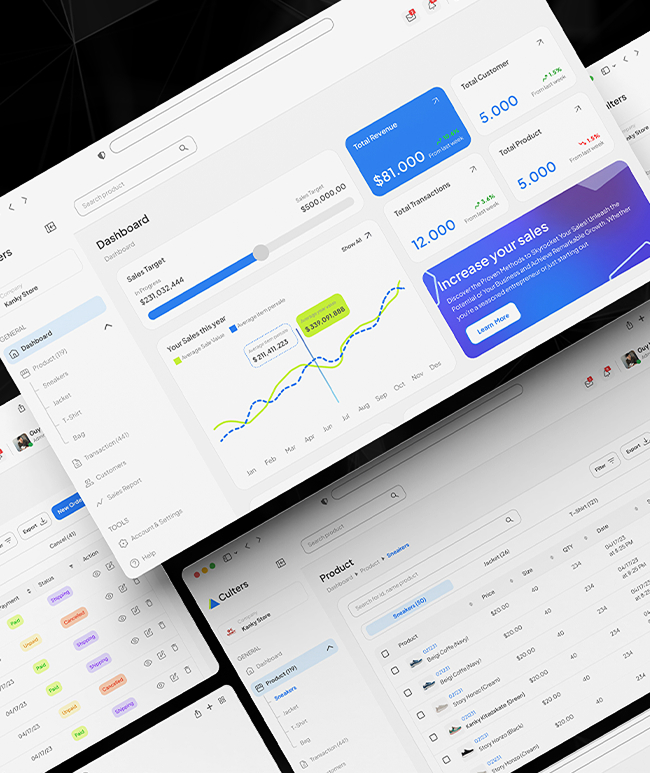 E-ticaret stok yönetimi dashboard - ürün ve sipariş takibi | E-commerce inventory management dashboard - product and order tracking